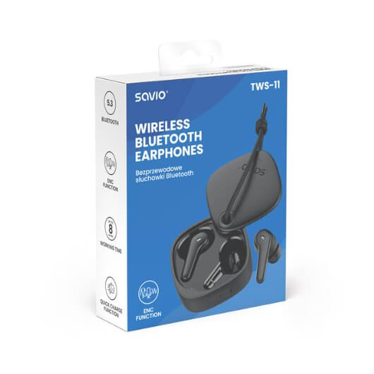 Auriculares Sem Fios Bluetooth 5.3 – Savio TWS-11