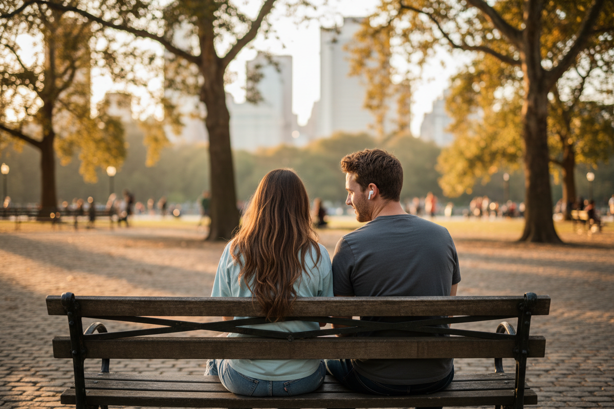 coloca apenas os auscultadores sem fios do rapaz e retira a cesta do piquenique, coloca mais no final do dia a foto